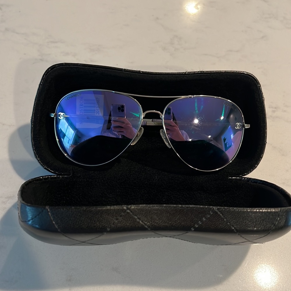 Chanel purple aviator sunglasses